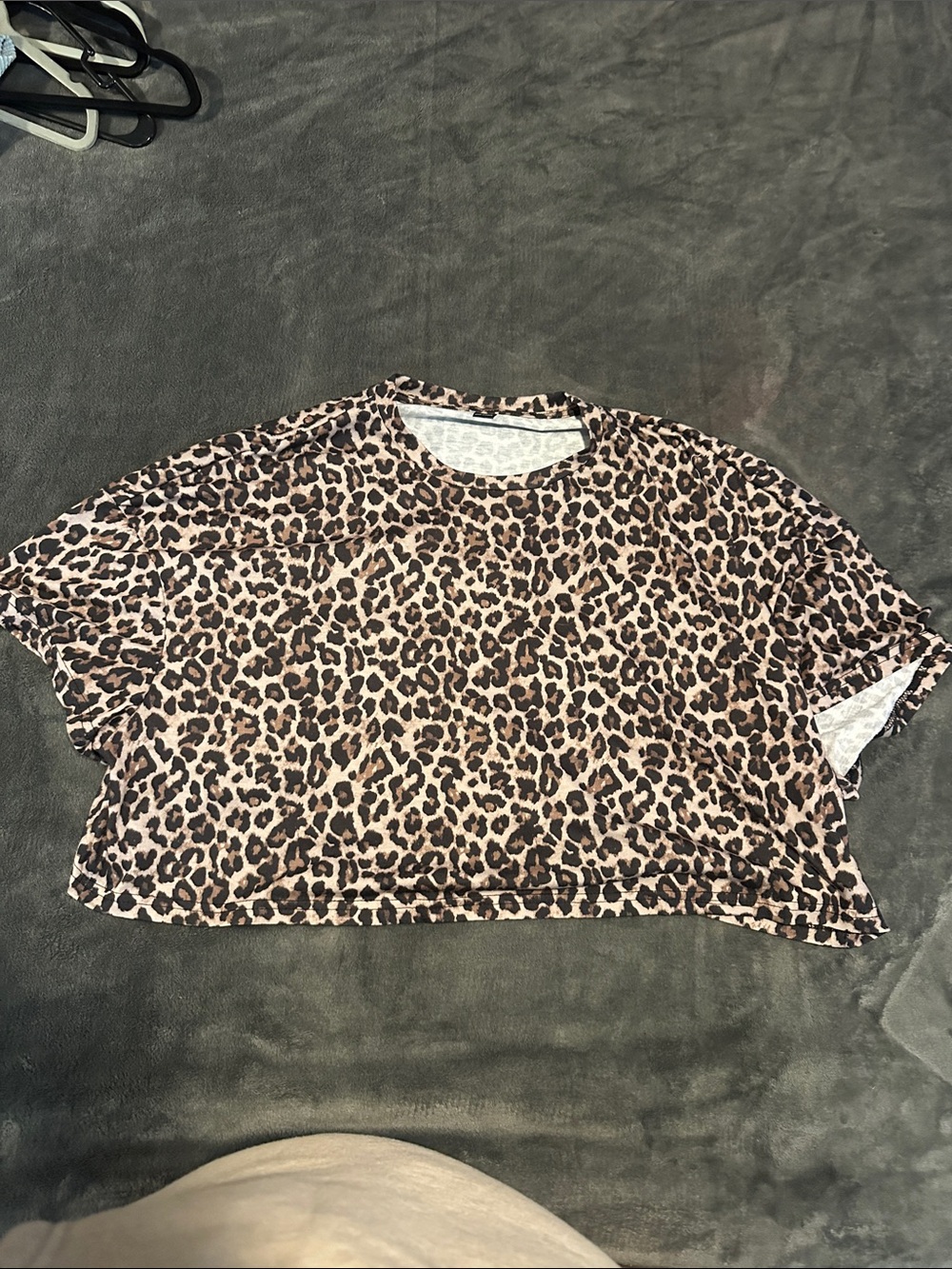 SHEIN Leopard Print Cropped Tee - Tan & Black